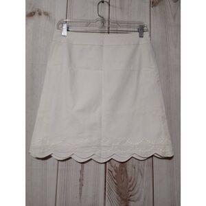 Talbots‎ Skirt Ladies 2 Petite White Pencil Scallop Hem